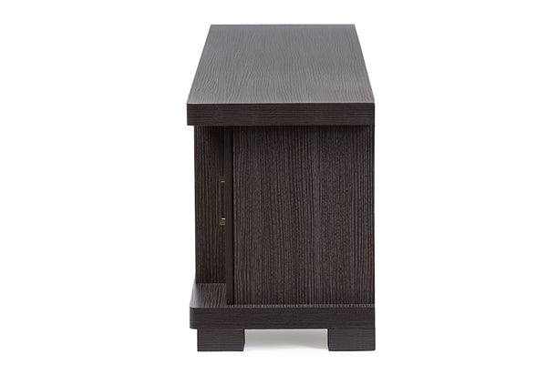 Baxton Studio Viveka 70-Inch Dark Brown Wood TV Cabinet with 2 Glass Doors and 2 Doors