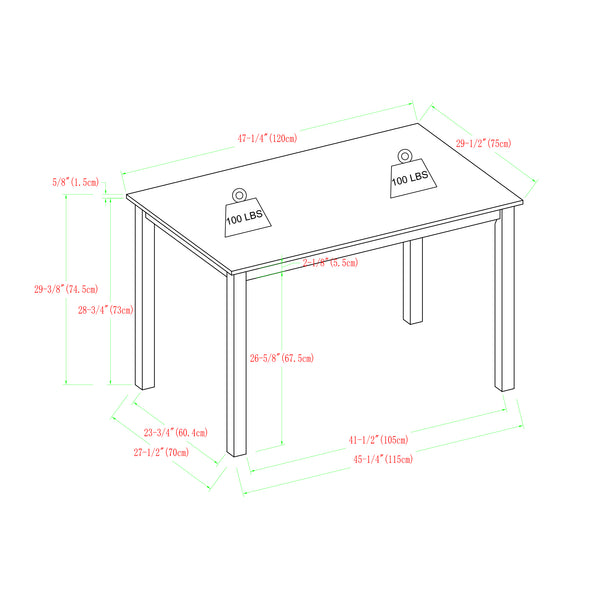 5-Piece Solid Wood Farmhouse Dining Set