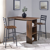 3 Piece Drop Leaf Counter Table Set Dark Walnut