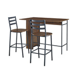 3 Piece Drop Leaf Counter Table Set Dark Walnut