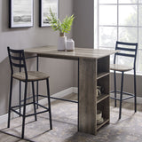 3 Piece Drop Leaf Counter Table Set Grey Wash