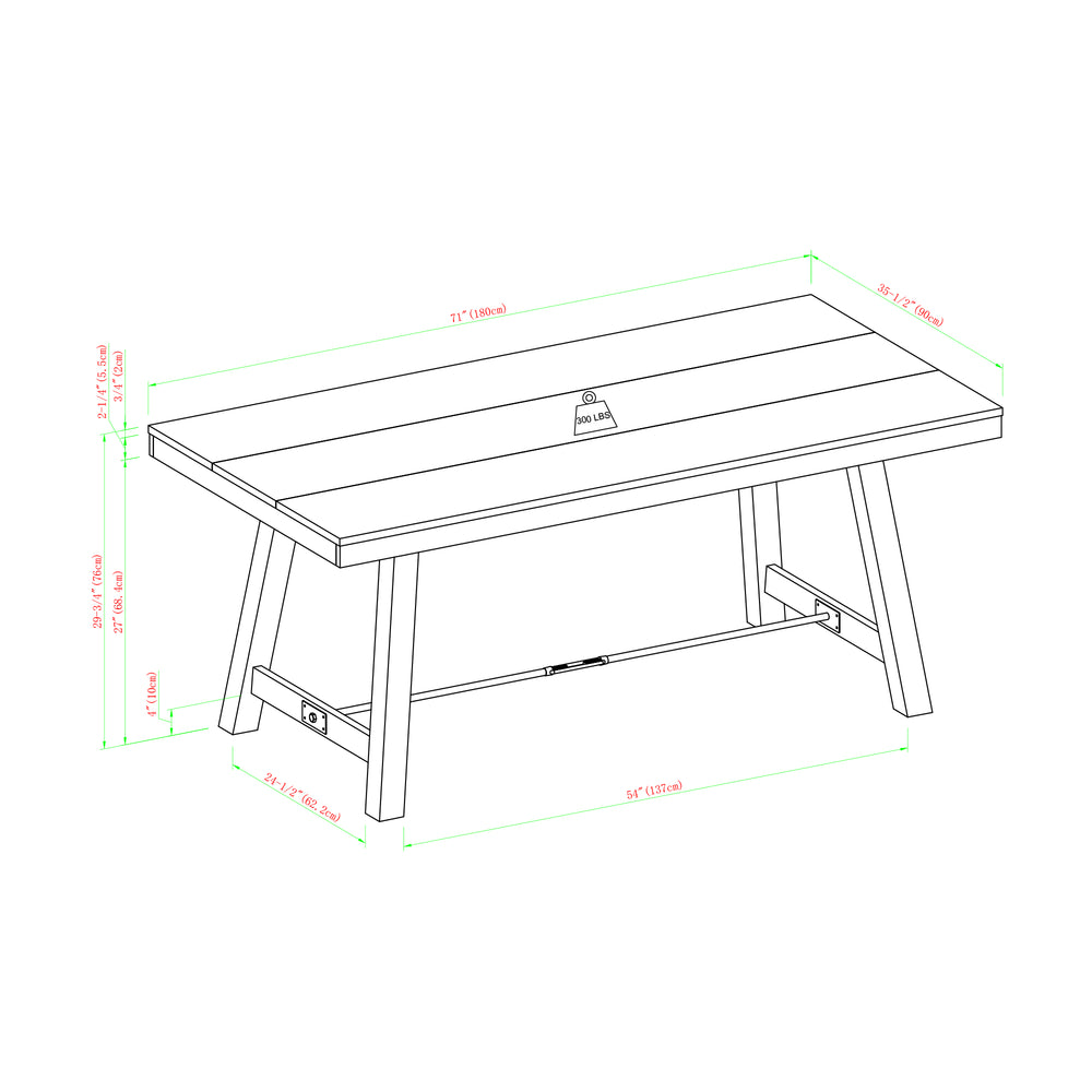 70" Trestle Dining Table