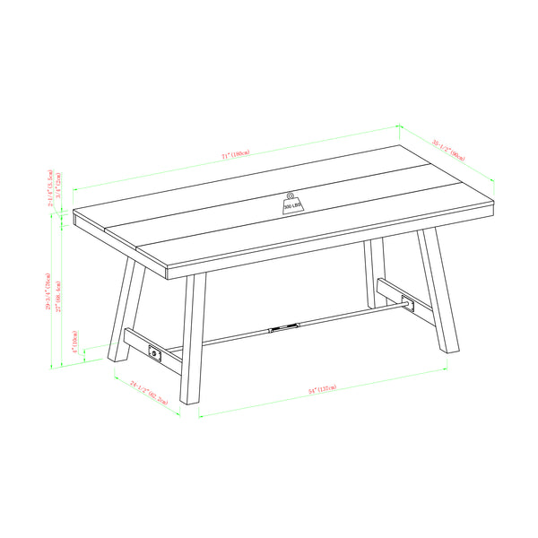 70" Trestle Dining Table