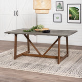 72" Solid Wood Trestle Dining Table - Grey/Brown