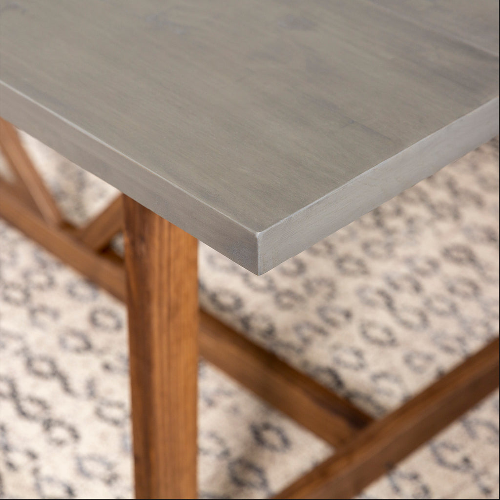 72" Solid Wood Trestle Dining Table - Grey/Brown