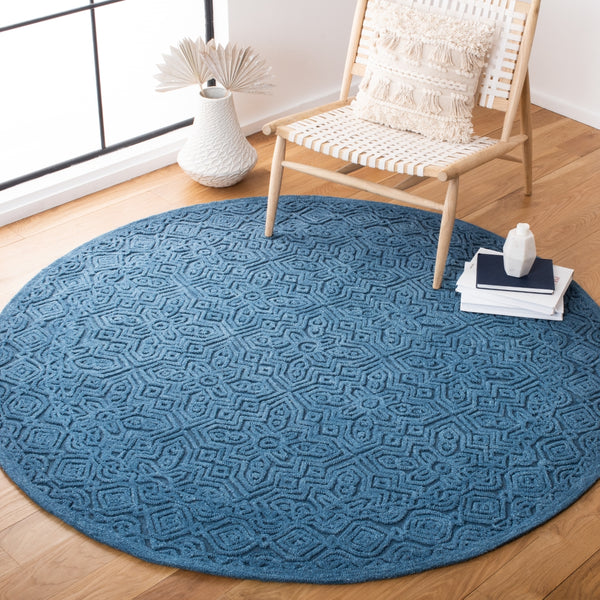 Textural 101 Hand Tufted 80% Wool 20% Cotton Contemporary Rug Dark Blue 80% Wool 20% Cotton TXT101N-6R