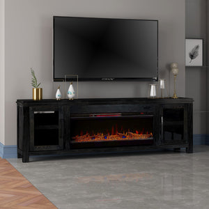 Legends Furniture Distressed Black TV Stand with 42 Inch Electric Fireplace Included TY5401.CLV