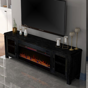 Legends Furniture Distressed Black TV Stand with 42 Inch Electric Fireplace Included TY5401.CLV