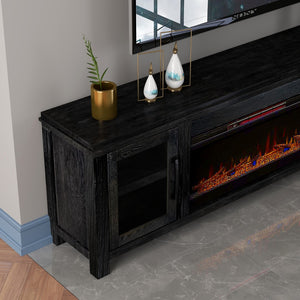 Legends Furniture Distressed Black TV Stand with 42 Inch Electric Fireplace Included TY5401.CLV