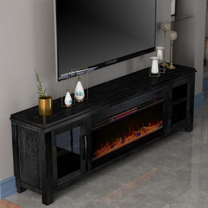 Legends Furniture Distressed Black TV Stand with 42 Inch Electric Fireplace Included TY5401.CLV