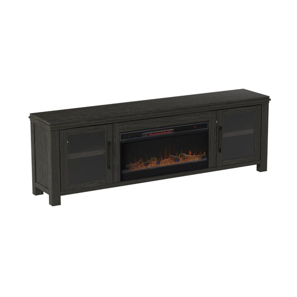 Legends Furniture Distressed Black TV Stand with 42 Inch Electric Fireplace Included TY5401.CLV