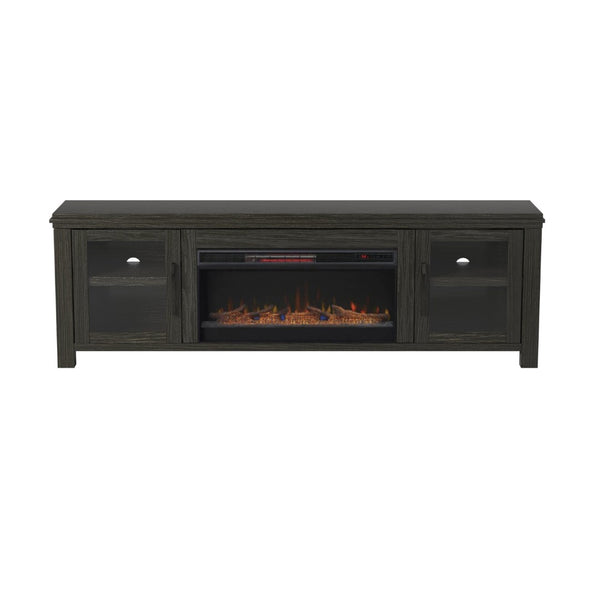 Legends Furniture Distressed Black TV Stand with 42 Inch Electric Fireplace Included TY5401.CLV