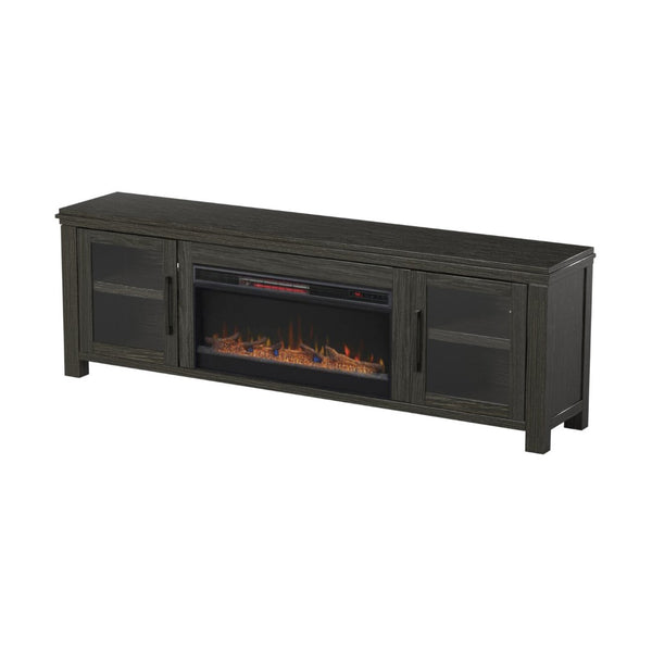 Legends Furniture Distressed Black TV Stand with 42 Inch Electric Fireplace Included TY5401.CLV