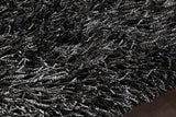 Chandra Rugs Tyra 80% Polyester + 20% Cotton Hand-Woven Shag Rug Grey/Black 9' x 13'