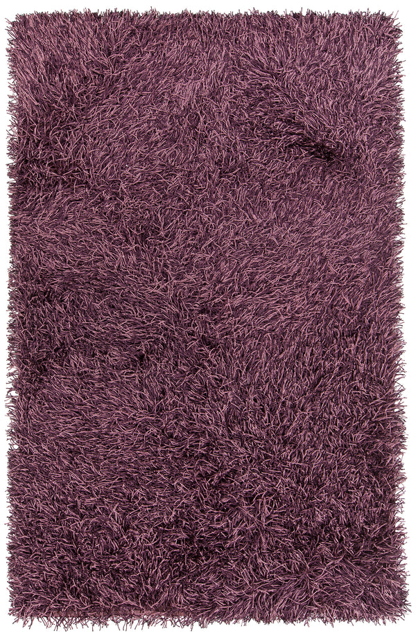 Chandra Rugs Tyra 80% Polyester + 20% Cotton Hand-Woven Shag Rug Purple/Black/Pink 9' x 13'