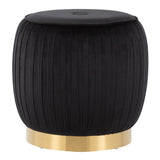 Tania Glam Ottoman in Gold Steel and Black Velvet by LumiSource