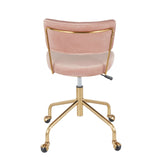 Tania Contemporary Task Chair in Gold Metal and Pink Velvet by LumiSource