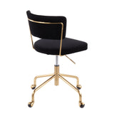 Tania Contemporary Task Chair in Gold Metal and Black Velvet by LumiSource