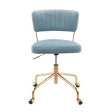 Tania Contemporary Task Chair in Gold Metal and Light Blue Velvet by LumiSource