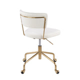 Tania Contemporary Task Chair in Gold Metal and Cream Velvet by LumiSource
