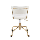Tania Contemporary Task Chair in Gold Metal and Cream Velvet by LumiSource