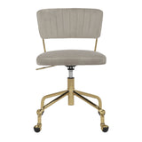 Tania Contemporary Task Chair in Gold Metal and Silver Velvet by LumiSource