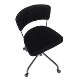 Tania Contemporary Task Chair in Black Metal and Black Velvet by LumiSource