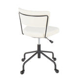 Tania Contemporary Task Chair in Black Metal and Cream Velvet by LumiSource