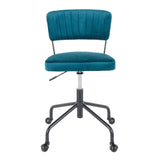 Tania Contemporary Task Chair in Black Metal and Teal Velvet by LumiSource