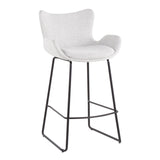 Tara Contemporary Counter Stool in Black Metal and Light Grey Noise Fabric by LumiSource - Set of 2