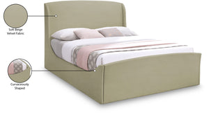 Tess Velvet / MDF / Plastic / Foam Contemporary Beige Velvet King Bed (3 Boxes) - 80.5" W x 91" D x 51" H
