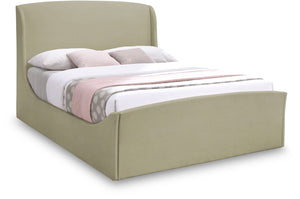 Tess Velvet / MDF / Plastic / Foam Contemporary Beige Velvet King Bed (3 Boxes) - 80.5" W x 91" D x 51" H