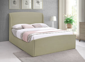 Tess Velvet / MDF / Plastic / Foam Contemporary Beige Velvet King Bed (3 Boxes) - 80.5" W x 91" D x 51" H