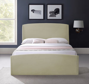 Tess Velvet / MDF / Plastic / Foam Contemporary Beige Velvet King Bed (3 Boxes) - 80.5" W x 91" D x 51" H