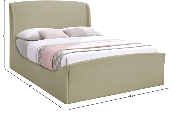 Tess Velvet / MDF / Plastic / Foam Contemporary Beige Velvet Queen Bed (3 Boxes) - 64.5" W x 91" D x 51" H
