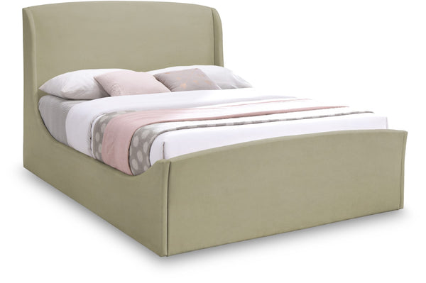 Tess Velvet / MDF / Plastic / Foam Contemporary Beige Velvet Queen Bed (3 Boxes) - 64.5" W x 91" D x 51" H