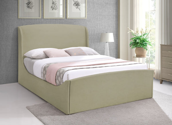 Tess Velvet / MDF / Plastic / Foam Contemporary Beige Velvet Queen Bed (3 Boxes) - 64.5" W x 91" D x 51" H
