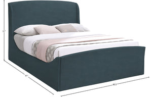 Tess Velvet / MDF / Plastic / Foam Contemporary Blue Velvet King Bed (3 Boxes) - 80.5" W x 91" D x 51" H