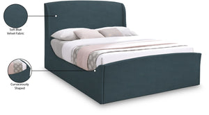 Tess Velvet / MDF / Plastic / Foam Contemporary Blue Velvet King Bed (3 Boxes) - 80.5" W x 91" D x 51" H