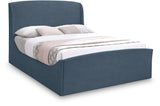 Tess Velvet / MDF / Plastic / Foam Contemporary Blue Velvet King Bed (3 Boxes) - 80.5" W x 91" D x 51" H