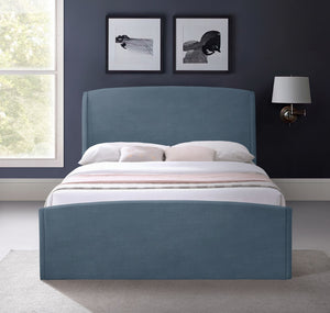 Tess Velvet / MDF / Plastic / Foam Contemporary Blue Velvet King Bed (3 Boxes) - 80.5" W x 91" D x 51" H