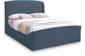 Tess Velvet / MDF / Plastic / Foam Contemporary Blue Velvet Queen Bed (3 Boxes) - 64.5" W x 91" D x 51" H