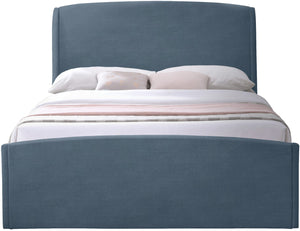 Tess Velvet / MDF / Plastic / Foam Contemporary Blue Velvet Queen Bed (3 Boxes) - 64.5" W x 91" D x 51" H
