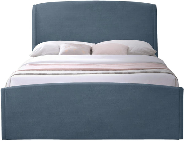 Tess Velvet / MDF / Plastic / Foam Contemporary Blue Velvet Queen Bed (3 Boxes) - 64.5" W x 91" D x 51" H