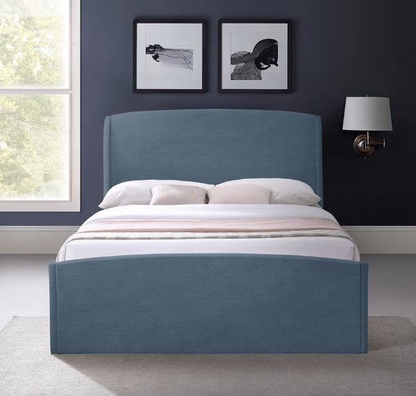 Tess Velvet / MDF / Plastic / Foam Contemporary Blue Velvet Queen Bed (3 Boxes) - 64.5" W x 91" D x 51" H