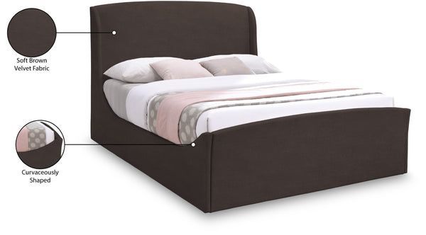 Tess Velvet / MDF / Plastic / Foam Contemporary Brown Velvet King Bed (3 Boxes) - 80.5" W x 91" D x 51" H