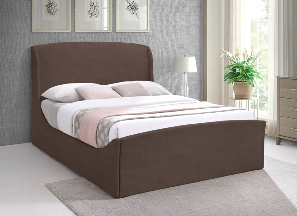 Tess Velvet / MDF / Plastic / Foam Contemporary Brown Velvet King Bed (3 Boxes) - 80.5" W x 91" D x 51" H