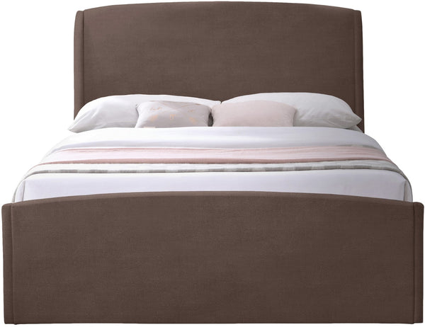 Tess Velvet / MDF / Plastic / Foam Contemporary Brown Velvet King Bed (3 Boxes) - 80.5" W x 91" D x 51" H