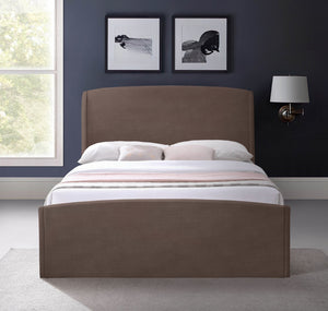 Tess Velvet / MDF / Plastic / Foam Contemporary Brown Velvet King Bed (3 Boxes) - 80.5" W x 91" D x 51" H