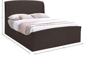 Tess Velvet / MDF / Plastic / Foam Contemporary Brown Velvet Queen Bed (3 Boxes) - 64.5" W x 91" D x 51" H